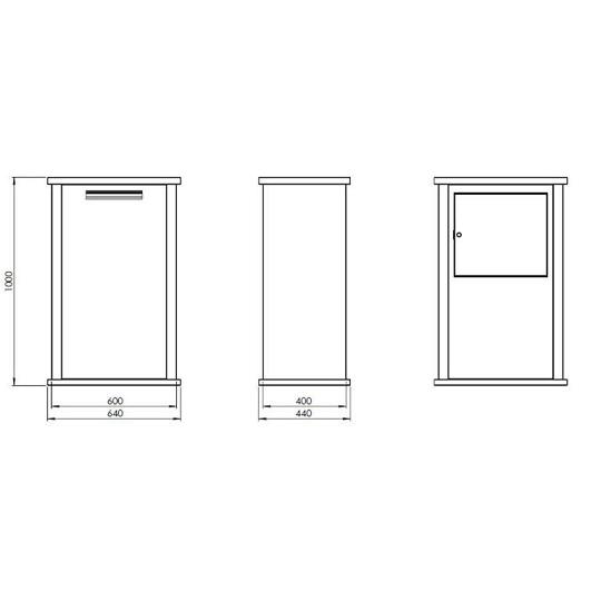 Cortenstaal brievenbus - Arizona M - 60 x 40 x 100 cm