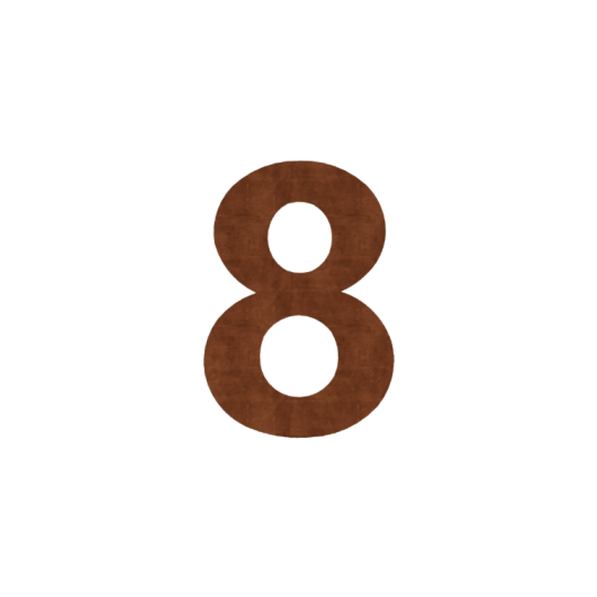 Cortenstaal huisnummer 8 - 80 cm