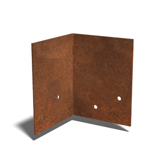 Cortenstaal koppelplaat - 90° - Hoogte borderrand 12 / 15 cm
