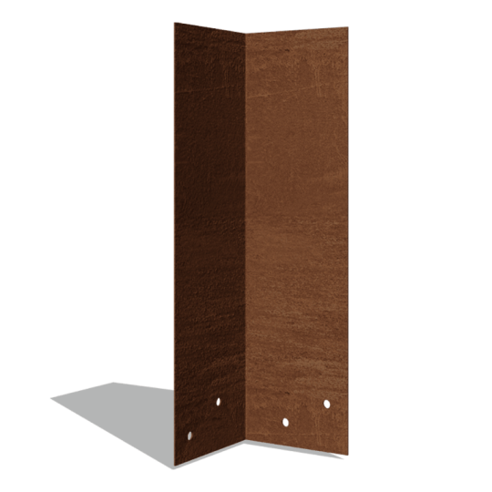 Cortenstaal koppelplaat 90º middel hoog 34 - 37,5 cm