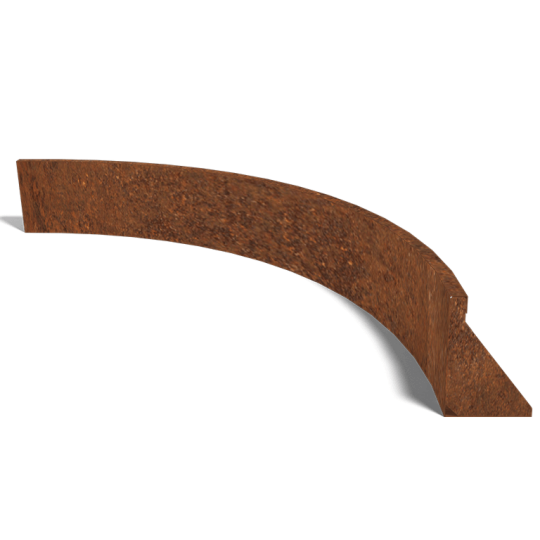 Cortenstaal keerwand binnenbocht 150 x 150 cm (hoogte 30 cm)