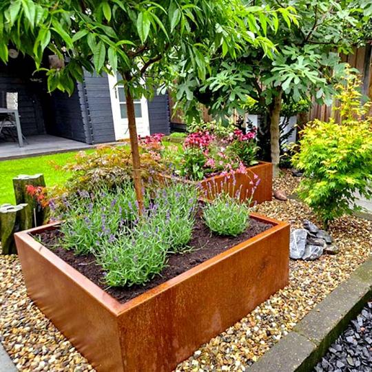 Cortenstaal plantenbak - Vierkant - 100 x 100 x 40 cm - Gelast - Zonder bodemplaat