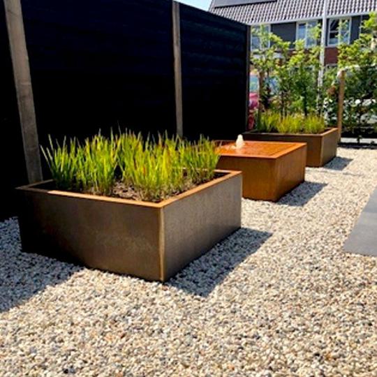 Cortenstaal plantenbak - Vierkant - 100 x 100 x 40 cm - Gelast - Zonder bodemplaat