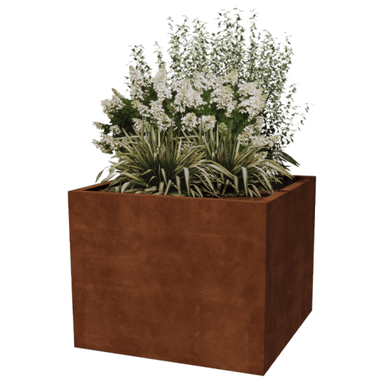 Cortenstaal plantenbak - Vierkant - 100 x 100 x 80 cm - Gelast - Zonder bodemplaat