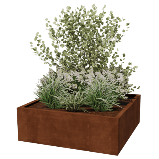 Cortenstaal gelaste plantenbak Montana 120 x 120 x 40 cm (zonder bodemplaat)