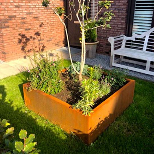 Cortenstaal gelaste plantenbak Montana 120 x 120 x 40 cm (zonder bodemplaat)