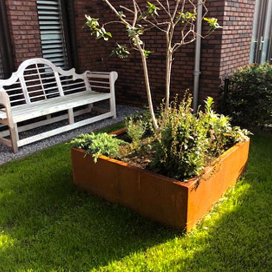 Cortenstaal plantenbak - Vierkant - 140 x 140 x 60 cm - Gelast - Zonder bodemplaat