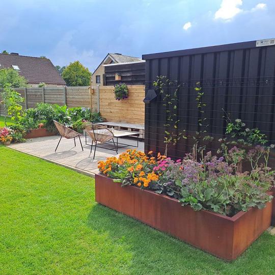 Cortenstaal plantenbak - Rechthoek - 200 x 100 x 40 cm - Gelast - Zonder bodemplaat