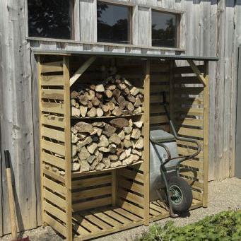 Haardhoutberging Twin 176 x 190 x 60 cm (HxBxD), groen geïmpregneerd.