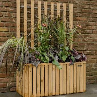 Trellis bloembak Elan 130 Excellent, 89 x 42 x 42 cm hoogte 130 cm, groen geïmpregneerd.