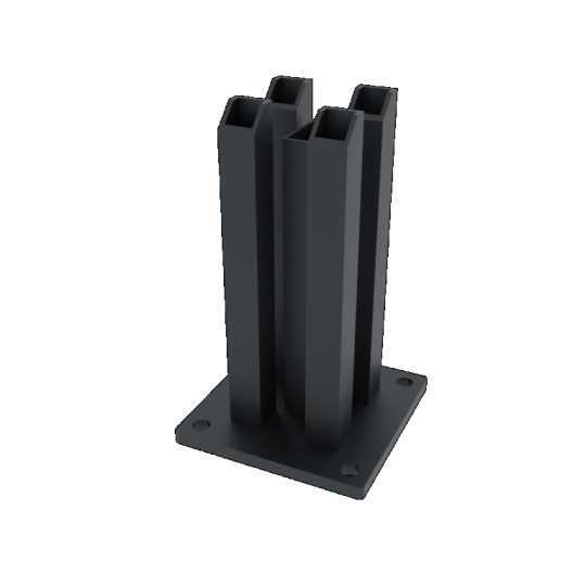 Boston paalhouder L-20cm op plaat 120x120mm RAL9005 incl. kap