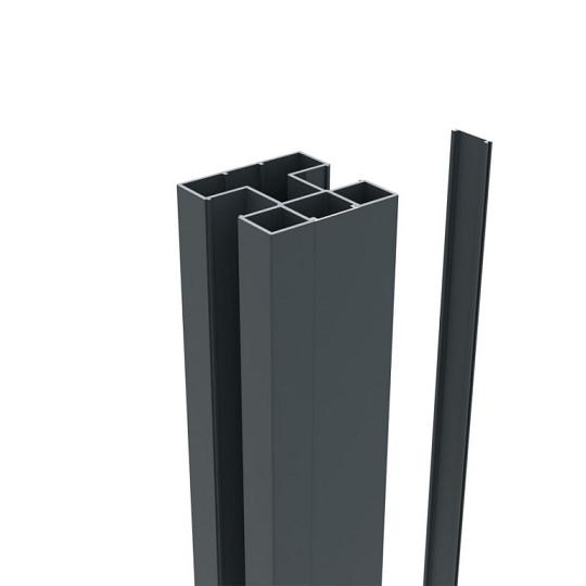 Boston alu H paal 7,5x7,5x190 cm RAL9005 incl. alu afwerkingsprofiel 4x24 mm