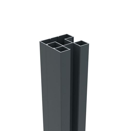 Boston alu H paal 7,5x7,5x190 cm RAL9005 incl. alu afwerkingsprofiel 4x24 mm