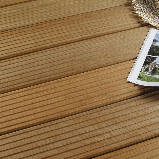 Bangkirai terrasplank glad/grof Basic 2,1x14,5x366 cm bruin