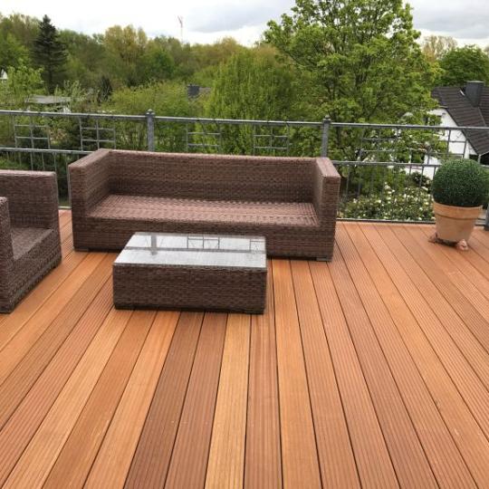 Bangkirai terrasplank glad/grof Basic 2,5x14,5x488 cm bruin