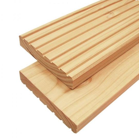 Douglas enkelzijdig geprofileerd dekdeel, 2,5 x 14,5 x 400 cm, kleurloos geïmpregneerd.