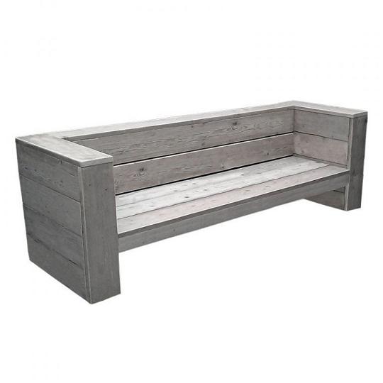 Elephant Lounge Bank van Steigerhout Vuren PEFC – Vintage Grijs (250x83x83 cm)