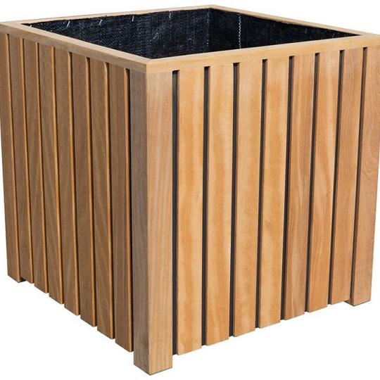 Elephant Plantenbak Stripes Black hardhout FSC – 50x50x50 cm naturel/zwart