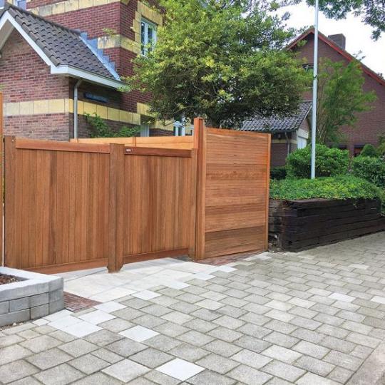 Elephant poort Belmonte dubbel Bangkirai hardhout 4x300x180 cm inclusief beslagset 009237