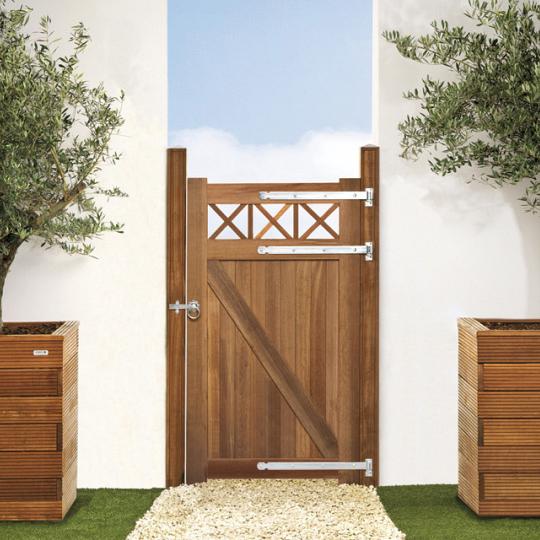 Elephant poort Belvedere enkel Bangkirai hardhout 3,5x100x180 cm met trellis incl. beslagset 008995