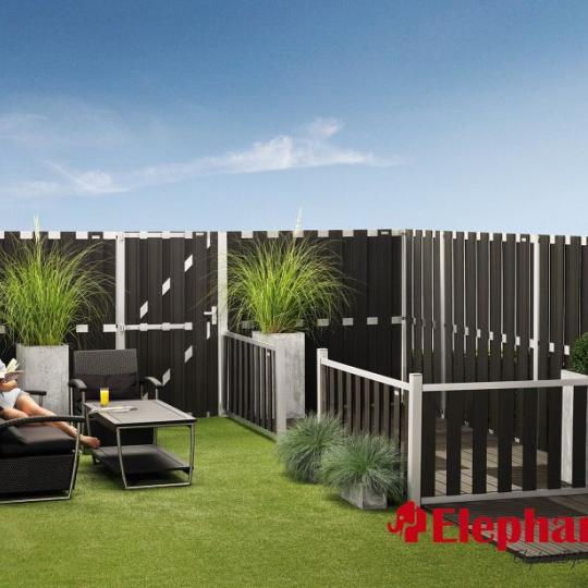 Elephant Schutting Design houtcomposiet halfhoog antraciet – duurzaam en modern