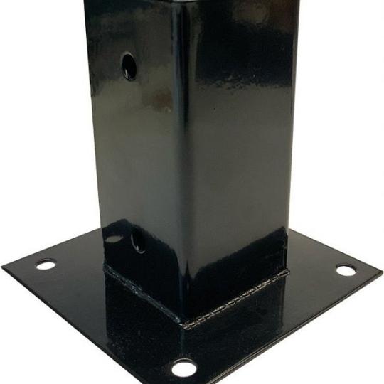 Elephant paalhouder met voet staal 7x7 cm – zwart gepoedercoat
