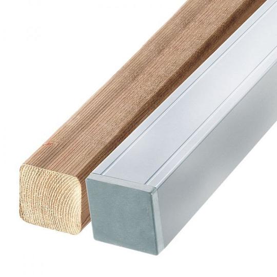 Elephant geassembleerde paal aluminium met kap – 6,8 x 6,8 x 99 cm – geanodiseerd aluminium met hout