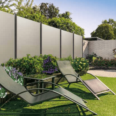 Elephant Rechte Schutting ACP Aluminium Composiet 90 (87,8) x 180 (174,2) cm Betongrijs + Paaladapte