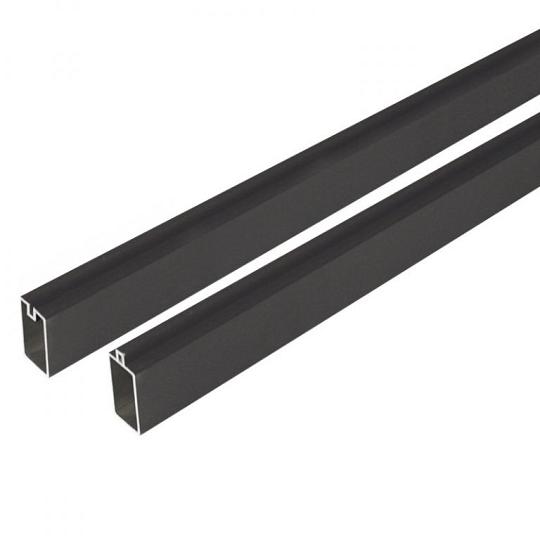 Elephant onder- en bovenregel M&M/ModRh aluminium 2x2,5x180 cm (2 stuks) antraciet  incl. tie-clips