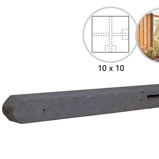 Betonpaal stampbeton 10 x 10 x 280 cm, antraciet hoekpaal t.b.v. recht scherm.