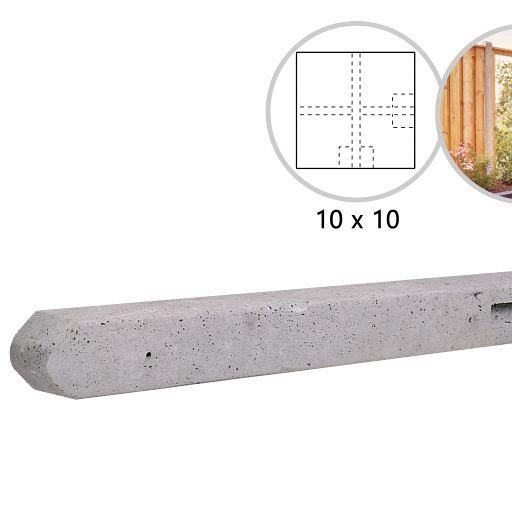 Betonpaal stampbeton 10 x 10 x 280 cm, grijs hoekpaal t.b.v. recht scherm.