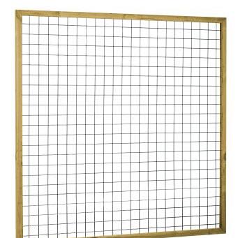 Eco gaastrellis met maas 7,5 x 7,5 cm, in grenen raamwerk 4,5 x 4,5 cm, 180 x 180 cm, groen geïmpreg