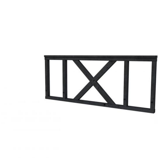 Hekwerk met kruis douglas type A, 178,5 x 73 cm, zwart geïmpregneerd.