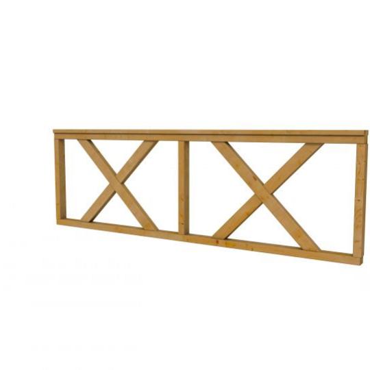 Hekwerk met kruis douglas type B, 228,5 x 73 cm, groen geïmpregneerd.