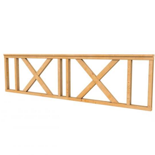 Hekwerk met kruis douglas type C, 278,5 x 73 cm, onbehandeld.