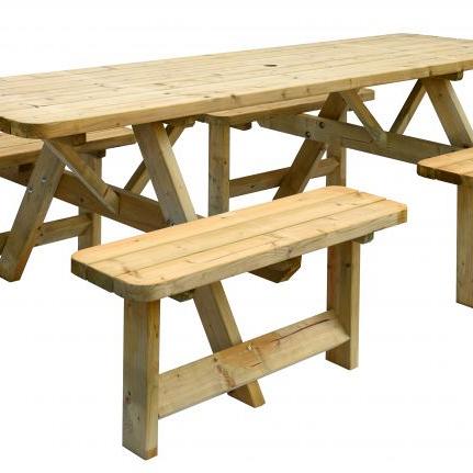 Picknicktafel Family – 8 persoons, groen geïmpregneerd, 70 x 240 cm
