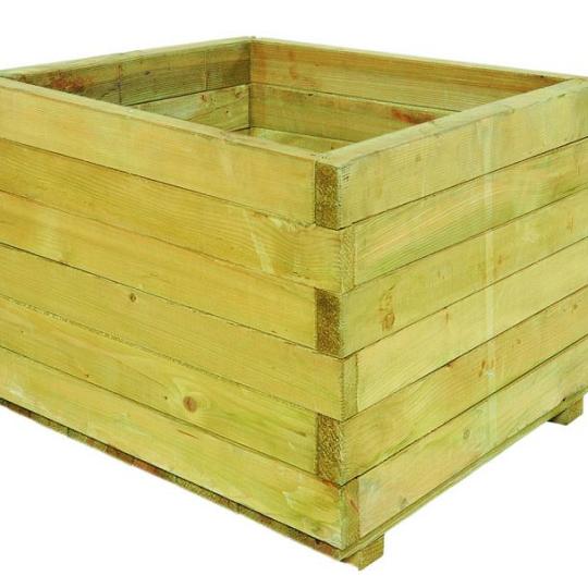 Bloembak vierkant 45 x 60 x 60 cm (HxBxD), groen geïmpregneerd.