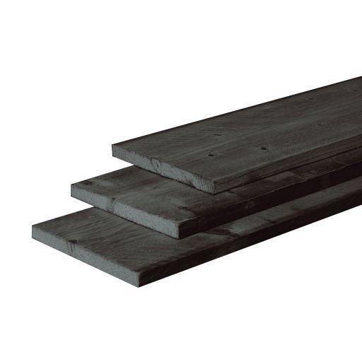 Douglas fijnbezaagde plank 2,5 x 25 x 500 cm, zwart gedompeld.