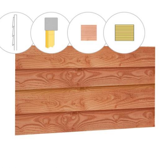 Zweeds rabat douglas enkelzijdige wand C, 278,5 x 224 cm, onbehandeld.