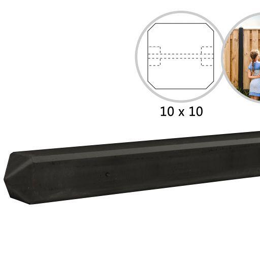 Betonpaal met diamantkop voor betonplaten 10 x 10 x 275 cm – Antraciet gecoat tussenpaal