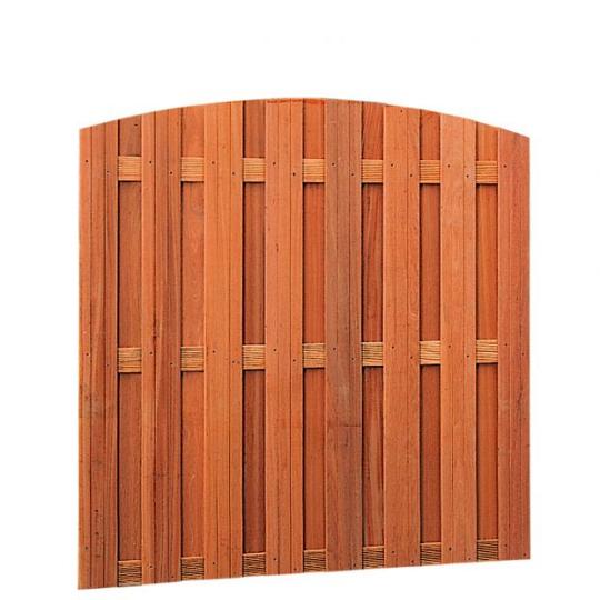 Hardhouten plankenscherm 18-planks 14 mm toog verticaal 180 x 170/180 cm.