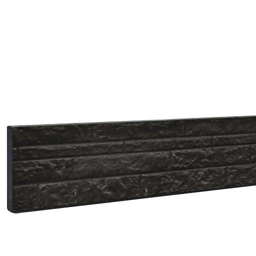 Betonplaat dubbelzijdig rotsmotief 36 x 3,5 x 184 cm, antraciet gecoat.