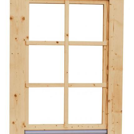 Vuren draai-kiepraam met dubbelglas, 84,4 x 120,4 cm, onbehandeld.