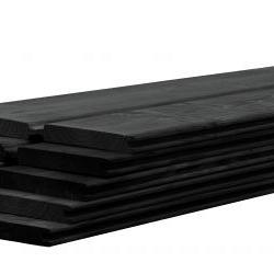 Douglas plankenscherm blokhutprofiel inclusief afdekkap 187 x 224 cm, zwart gedompeld.