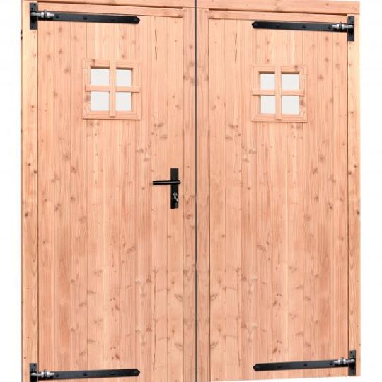 Douglas dubbele 1-ruits deur inclusief kozijn, 168 x 201 cm, onbehandeld.