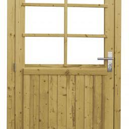 Vuren enkele 6-ruits deur extra breed inclusief kozijn, linksdraaiend, 112 x 201 cm, groen geïmpregn