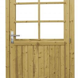 Vuren enkele 6-ruits deur extra breed inclusief kozijn, rechtsdraaiend, 112 x 201 cm, groen geïmpreg