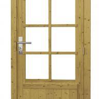 Vuren enkele 8-ruits deur inclusief kozijn, rechtsdraaiend, 90 x 201 cm, groen geïmpregneerd.