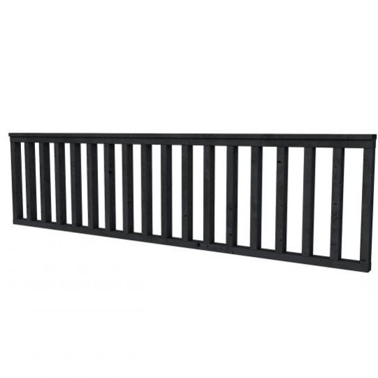 Hekwerk recht douglas type C, 278,5 x 73 cm, zwart geïmpregneerd.