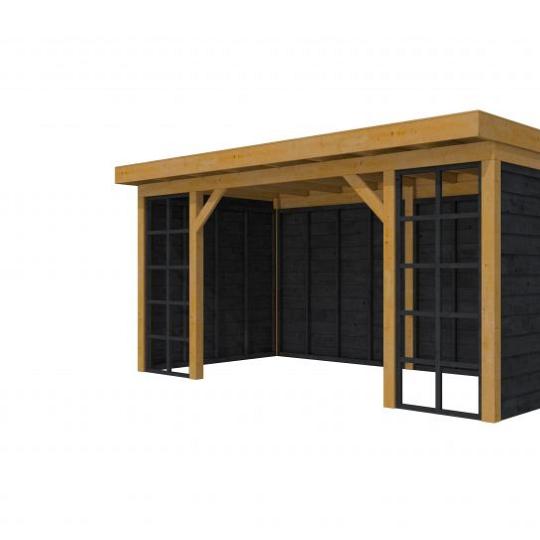 Douglasvision buitenverblijf Comfort Compleet 500 X 270 cm, groen geïmpregneerd, wanden zwart geïmpr